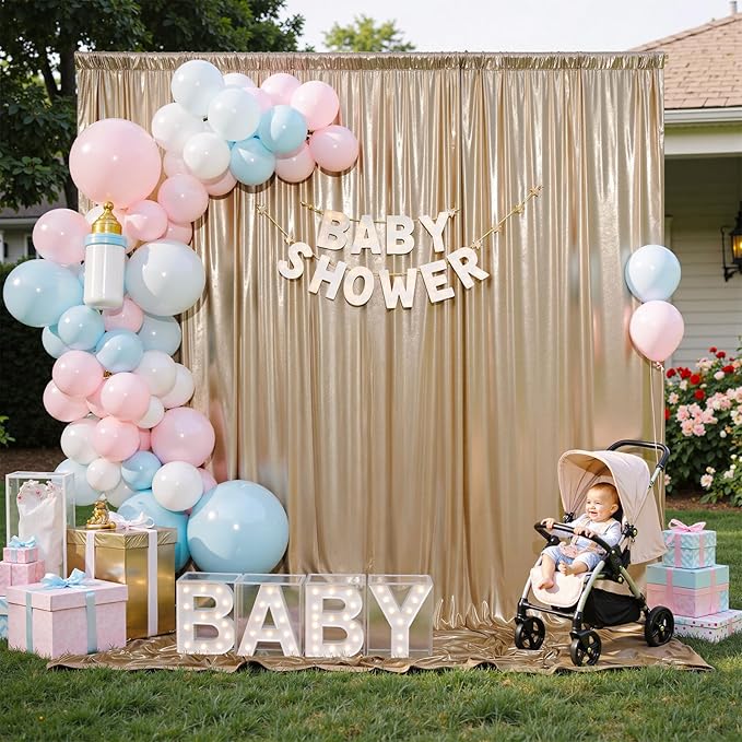 20x10 ft Gliiter Champagne Backdrop Curtain for Parties, Wrinkle Free Thick Fuchsia Sequin Backdrop, 4 Panels 5x10ft Shimmer Photo Backdrop Drapes for Wedding Birthday Photography Background