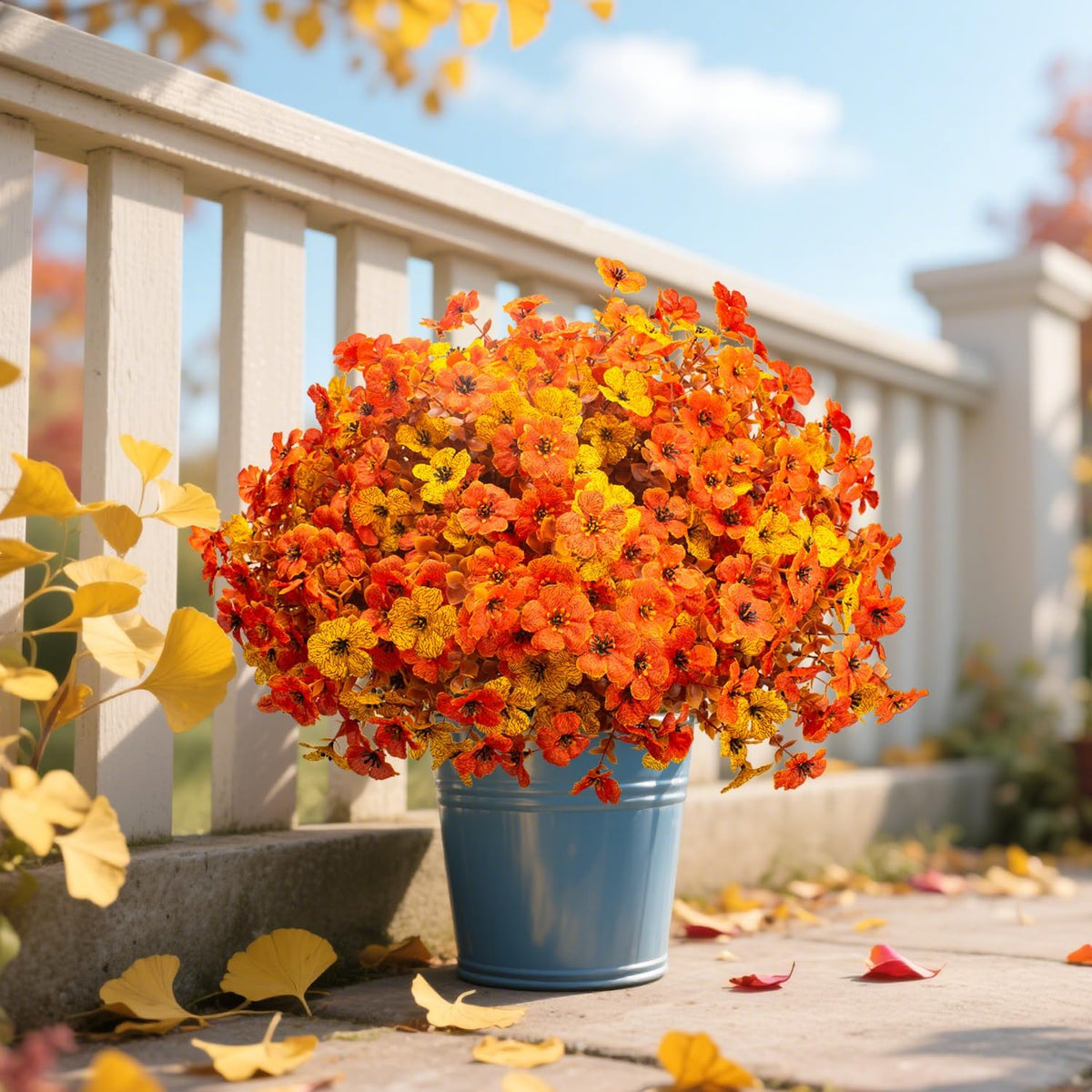 16 bundles uv resistant artificial fall flowers faux showing dimensions