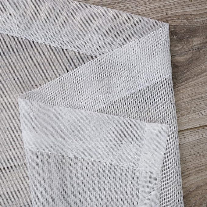 78" Vintage Sheer Voile Elegant Linen Fabric Touch Rod Pocket Tulle Backdrop Curtains Door Curtain for Farmhouse Bedroom Living Room Modern Drapes Decor, 2 Panels, 78 inch Length, White