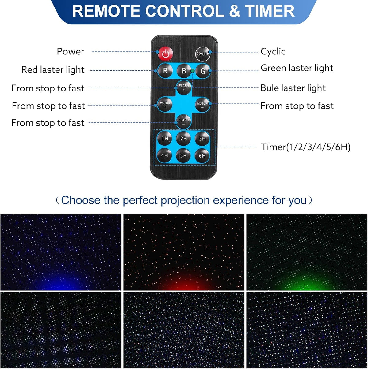 Outdoor RGB Laser Projector Lights 3 Color Starry Sky Firefly Effect