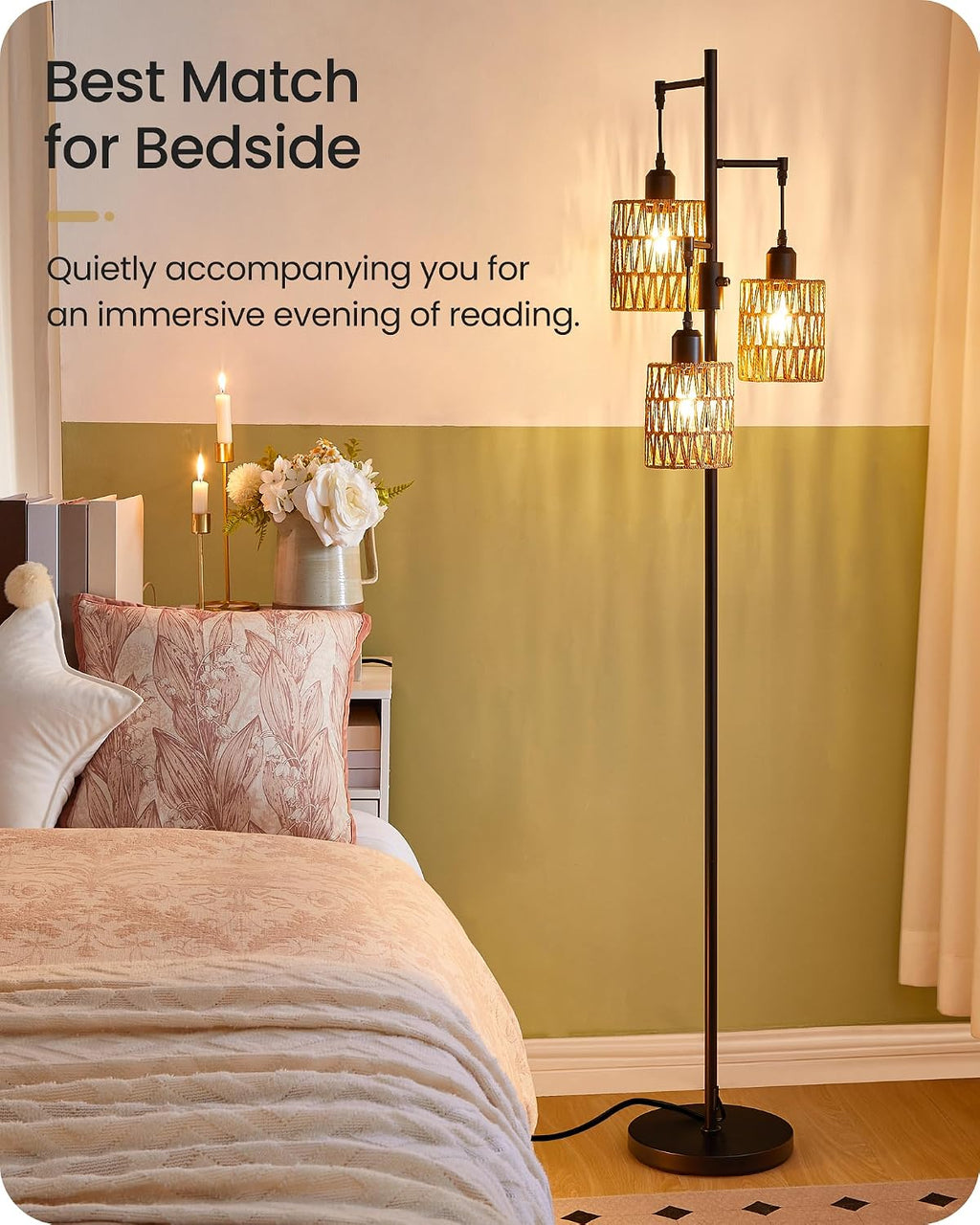 dimmable floor lamp, farmhouse tall standing 70.3" tree, close-up detail