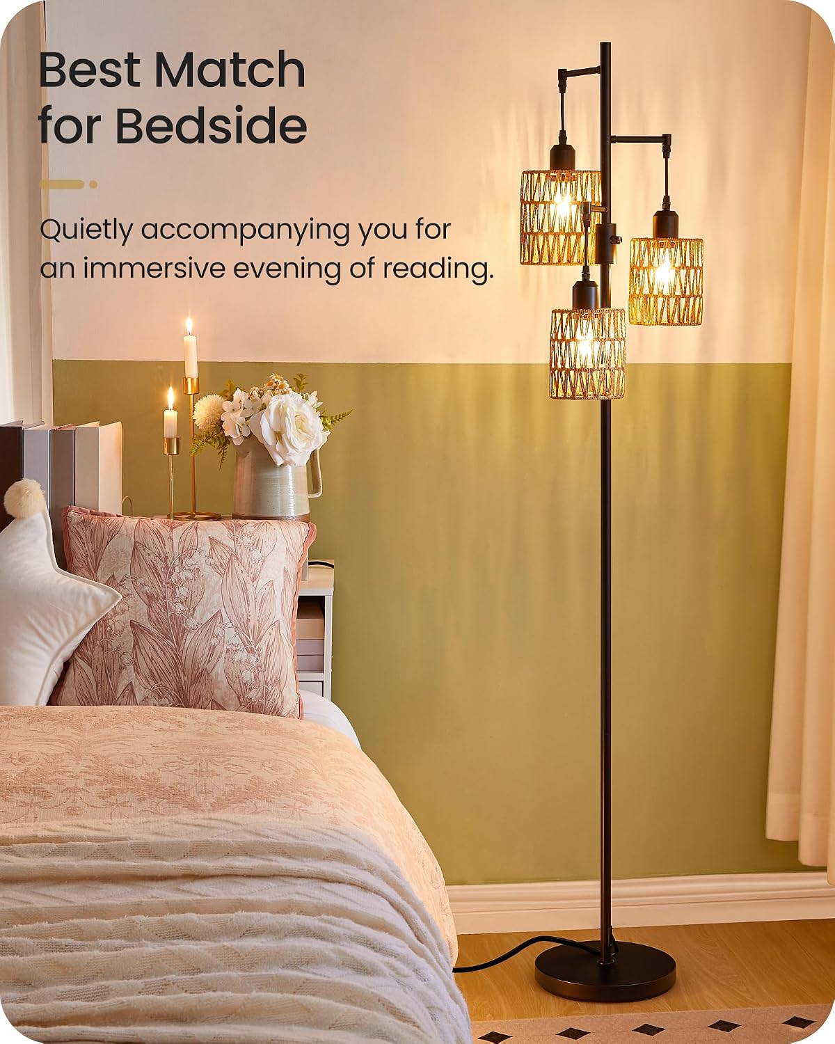 dimmable floor lamp, farmhouse tall standing 70.3" tree, close-up detail