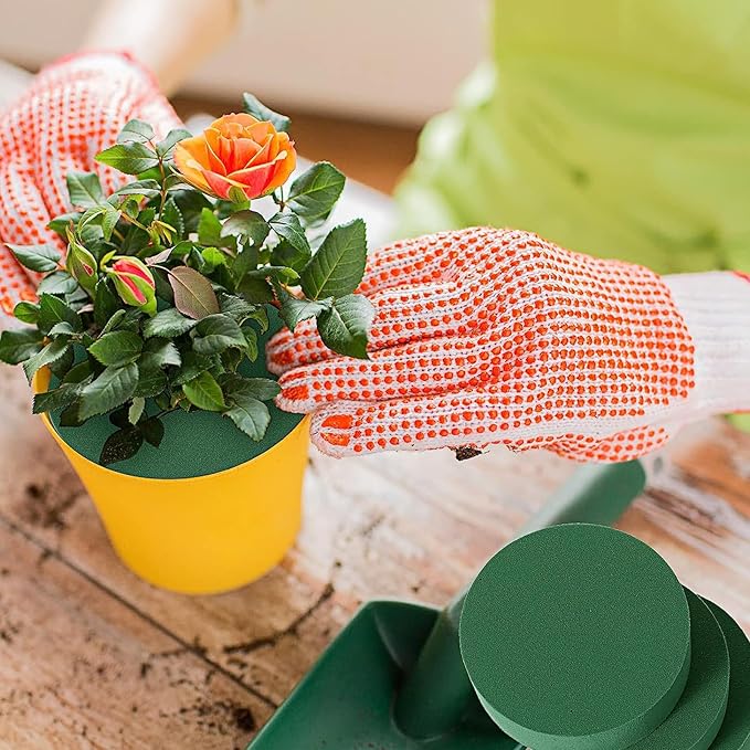 Frienda 6 Pieces Floral Foam Blocks for Artificial Flowers,Thanksgiving Christmas Party Supplies, Dry & Wet Floral Foam Round Kit for Flower Arrangement Wedding Decoration(3 x 1.57 Inch)