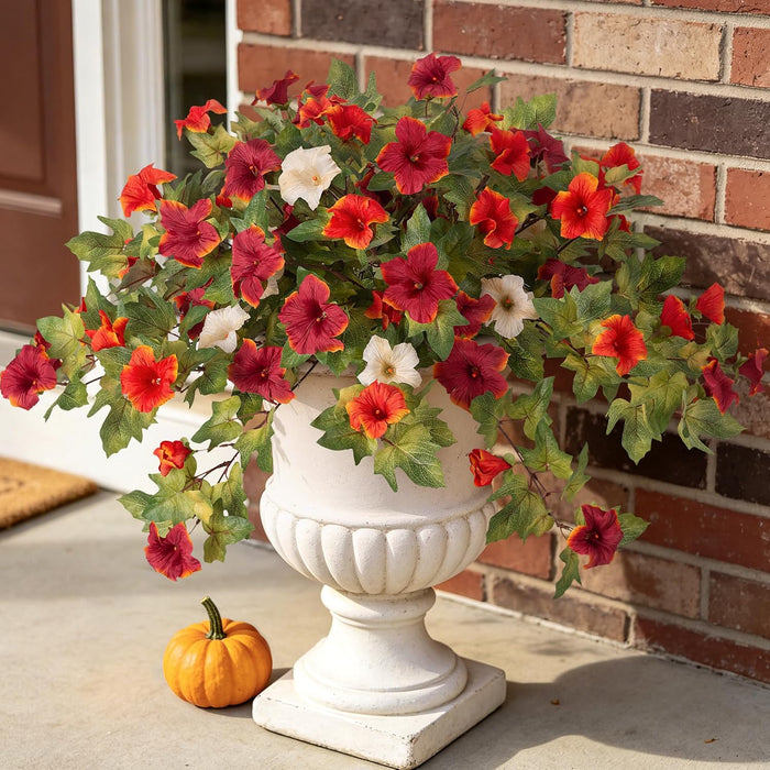 Ammyoo Artificial Fall Flowers Fake Petunias Plants for Outdoor Decoration