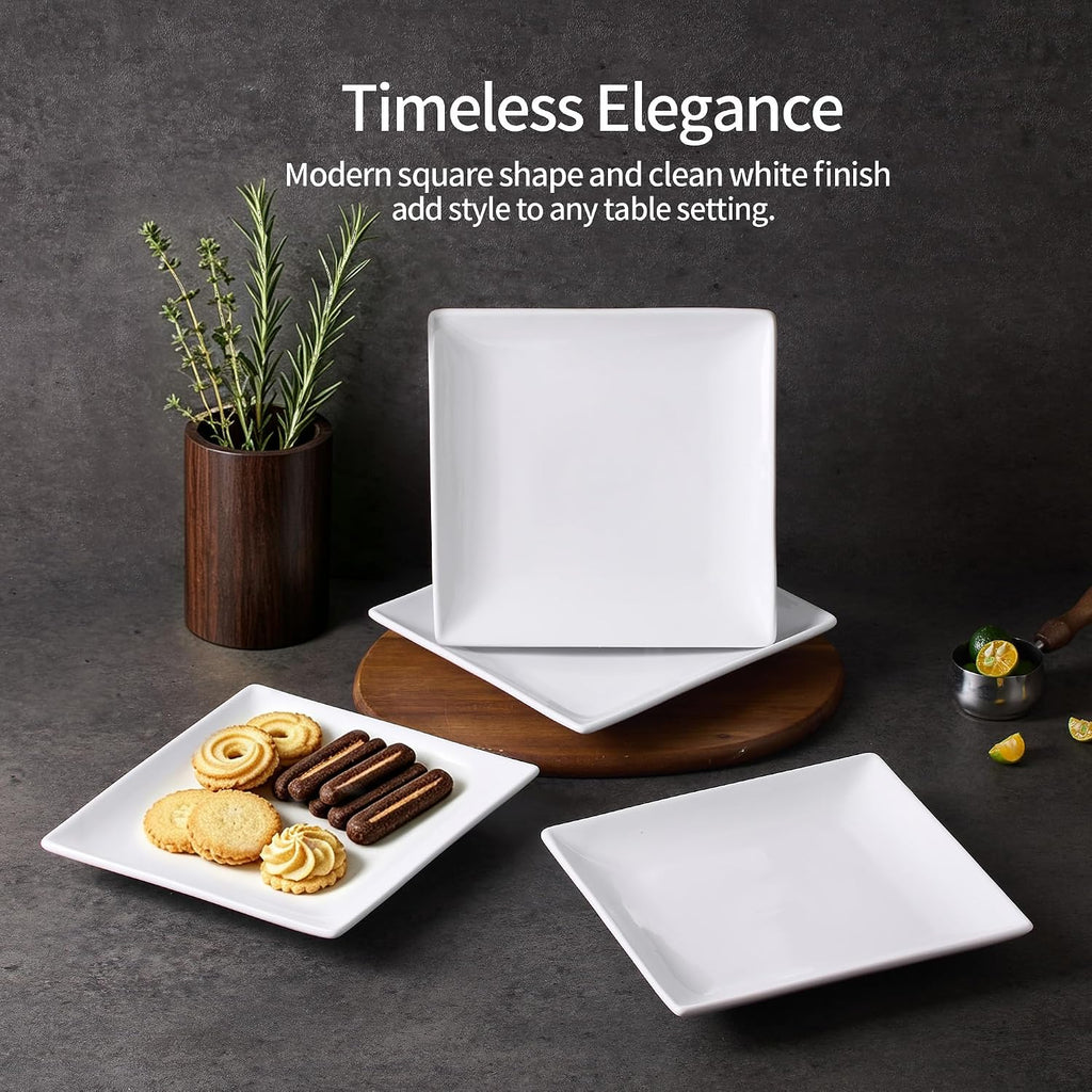 porcelain appetizer plates set of 4, 8 inch, side view