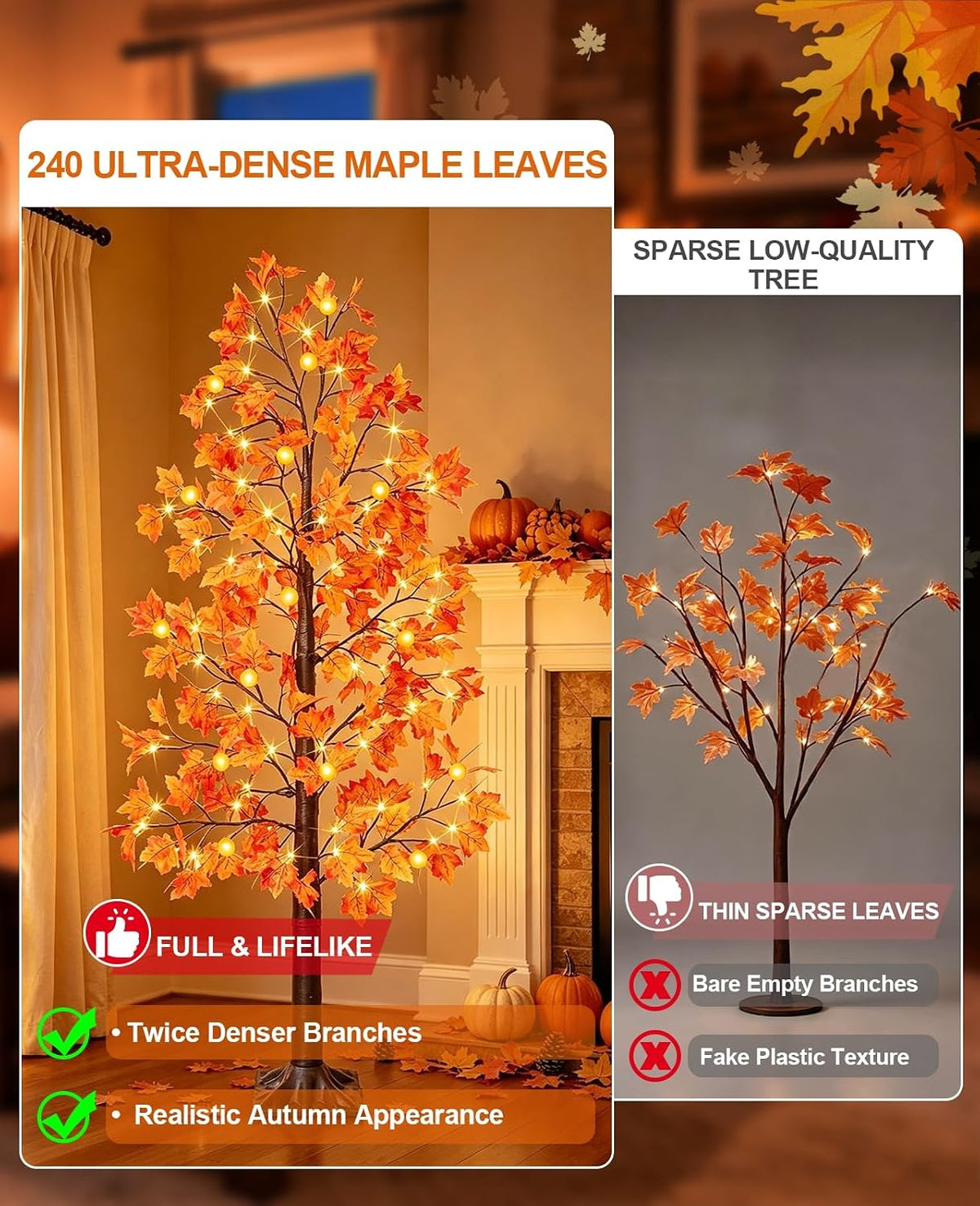remote control&timer - 6 ft lighted prelit fall shown in use