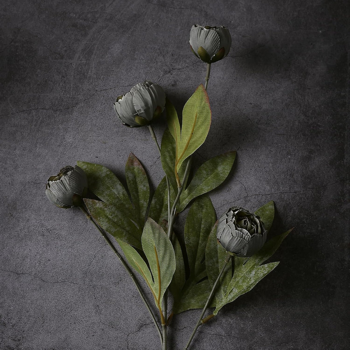 6 Pcs 27" Faux Silk Peony Artificial Flowers Stems for Vase (Dark Gray)