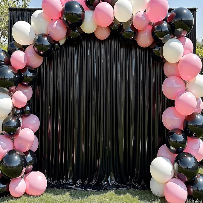 30x10 ft Wrinkle Free Black Sequin Backdrop Curtain for Parties,Thick Not Fall Glitter Wedding Drapes Backdrop,6 Panels 5x10ft Shimmer Photo Wall Back Drop Cloth for Birthday Photography Background