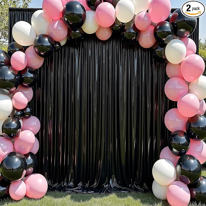 10x10 ft Wrinkle Free Black Sequin Backdrop Curtain for Parties,Thick Not Fall Glitter Wedding Drapes Backdrop,2 Panels 5x10ft Shimmer Photo Wall Back Drop Cloth for Birthday Photography Background