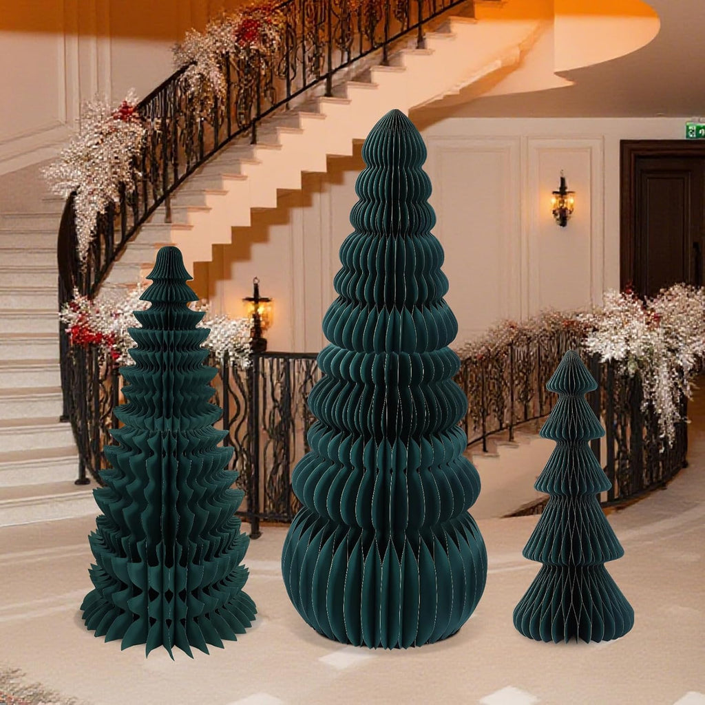 large honeycomb christmas tree,classic,green, side view