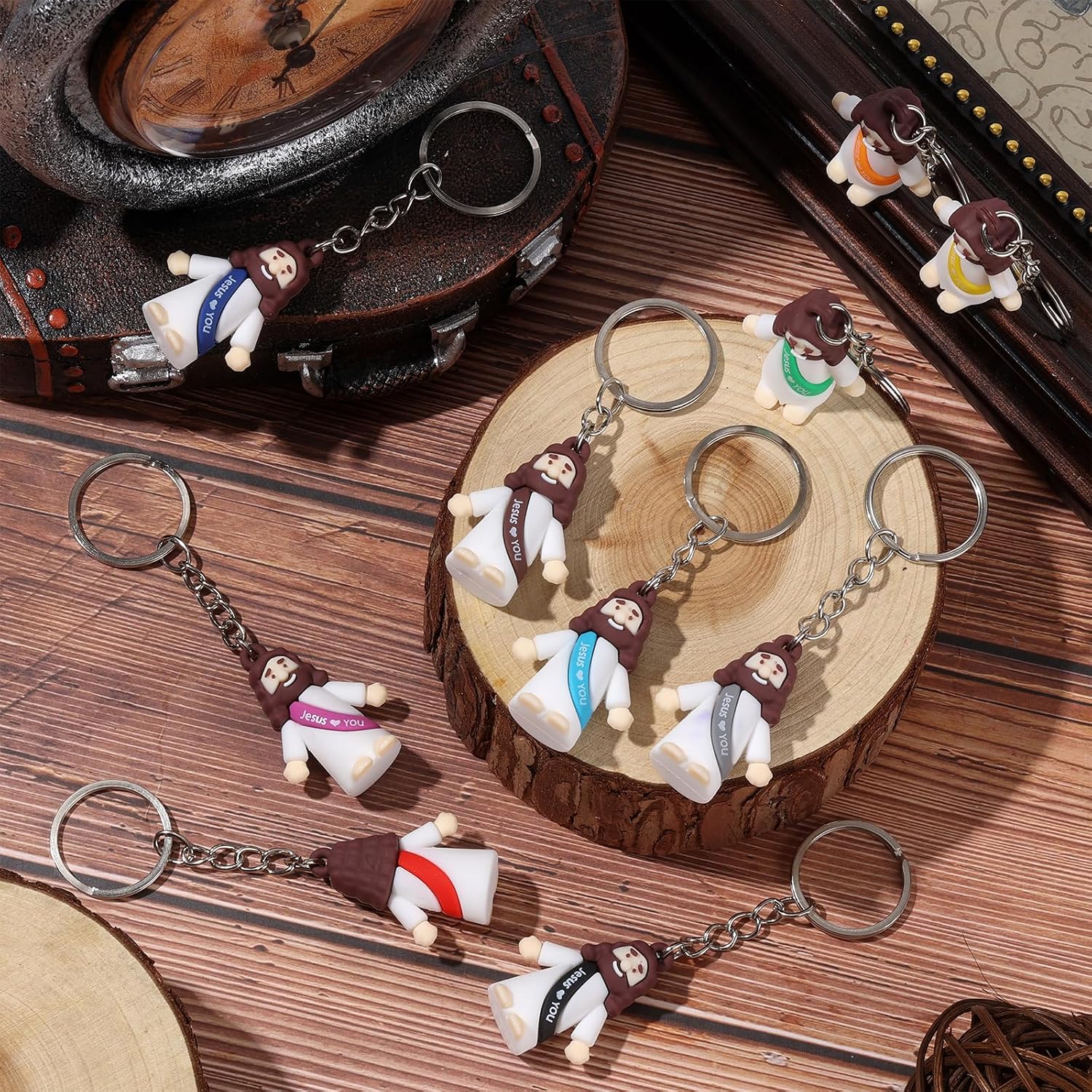 25 Or 50 Or 100 Christian Little Jesus Figures Printed With Jesus Love You Hanging With Keyrings For Baptism