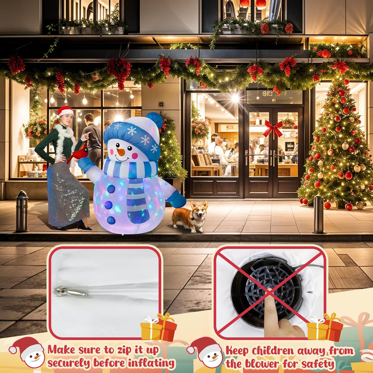 ourwarm 5ft christmas inflatable outdoor decoration, inflatable snowman, package contents