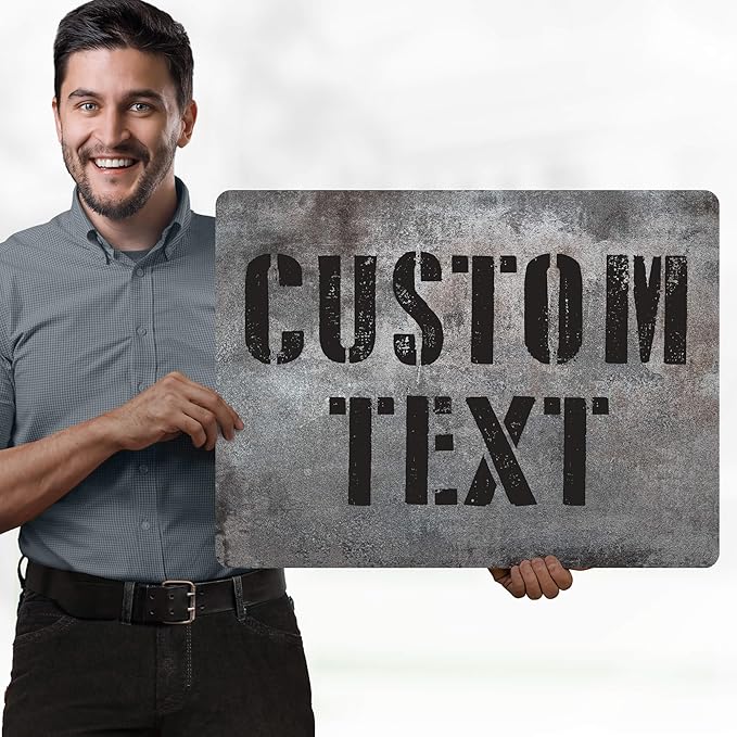 Custom Sign, Custom Street Sign, 11 Font Colors, 13 Font Styles, 4 Hole Options, 22 Sizes, 18x24 Inches, Rust Free DiBound, Fade Resistant, Made in USA by My Sign Center (Grunge Metal)
