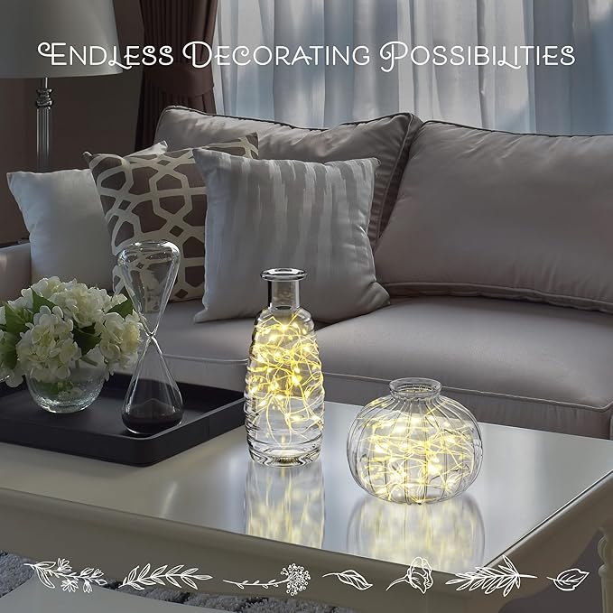 Gather & Bloom Creations Glass Bud Vases in Bulk – Set of 10 Mini Wedding Centerpiece Vases – Durable, Vintage-Inspired Clear Glass Vases for Flowers and Table Decor