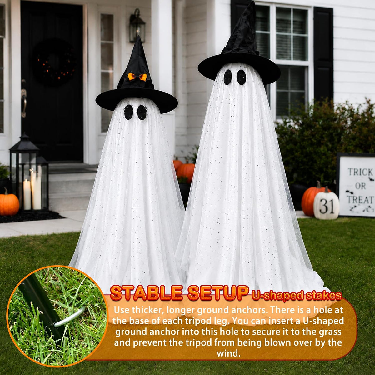 2packs halloween decorations outdoor,halloweens party decoration indoor,59in spooky, package contents