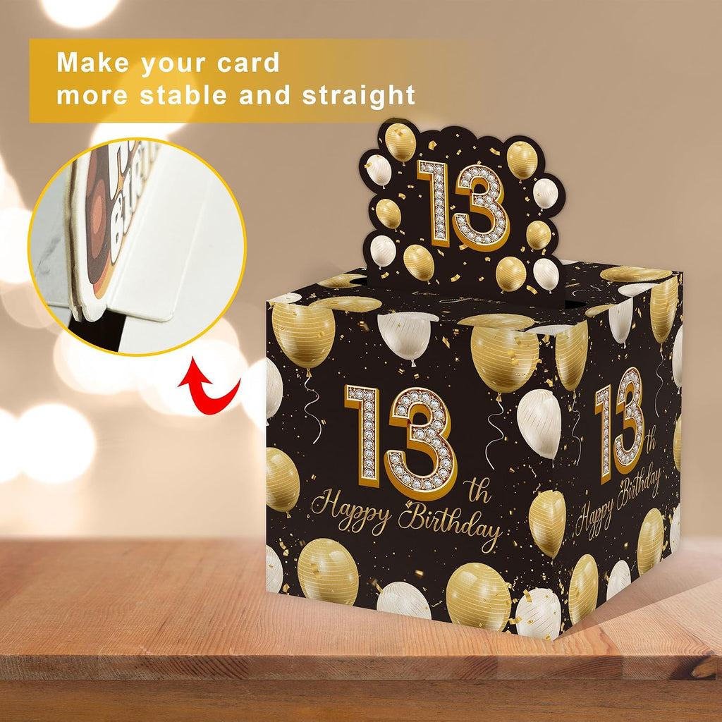 Azbuk 13th Birthday Money Pull-Out Surprise Box Gift for Teens | Creative Cash Present with Pulling Design | Includes 35PCS Clear Money Bags for Cash Gifts (Unisex Boys & Girls)
