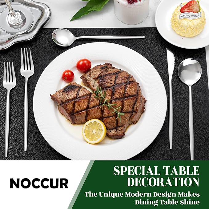 NOCCUR 40-Piece Stainless Steel Silverware Set for 8 - Utensils Set Include Knives Spoons and Forks - Mirror Polished for Home&Party