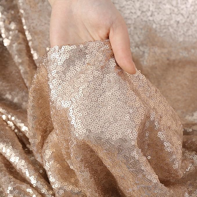 Poise3EHome 6FT x 8FT Sequin Photography Backdrop Curtain for Party Decoration, Champagne