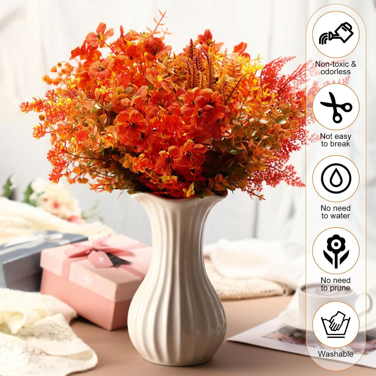 Mimorou 60 Bundle Fall Artificial Flowers Bulk for Outdoor UV Resistant