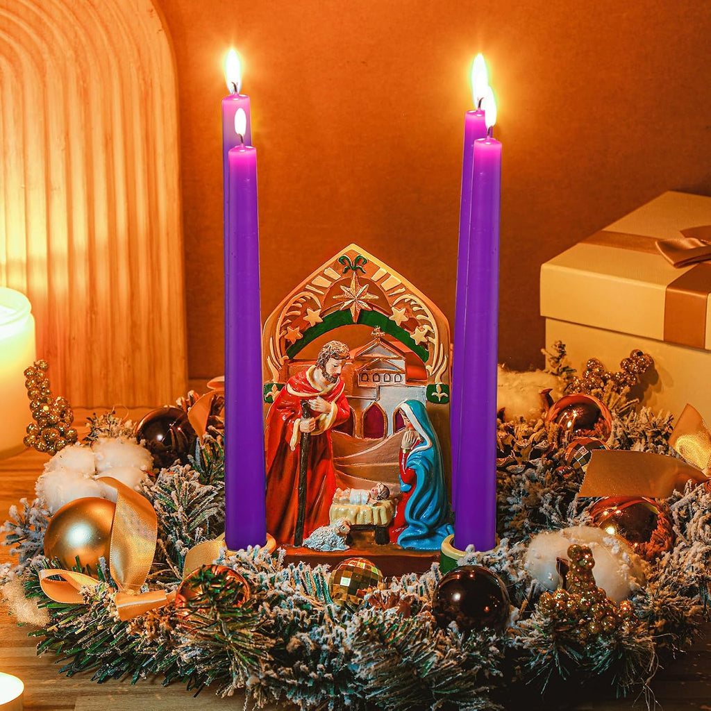 Nativity Advent Decorations Advent Candle Holder Holy Family Nativity Scene with Arch Candle Holder Religious Decors for Christmas Supplies(Multicolor)
