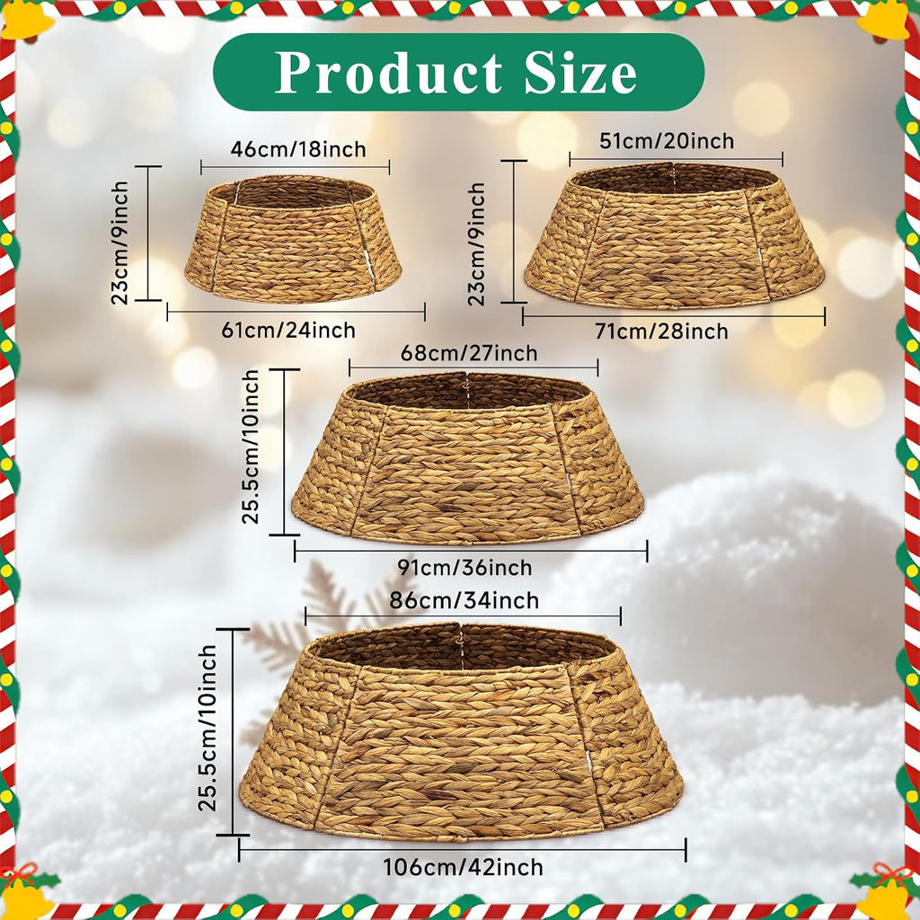 lanpn natural rattan christmas tree collar 24 inch shown in use