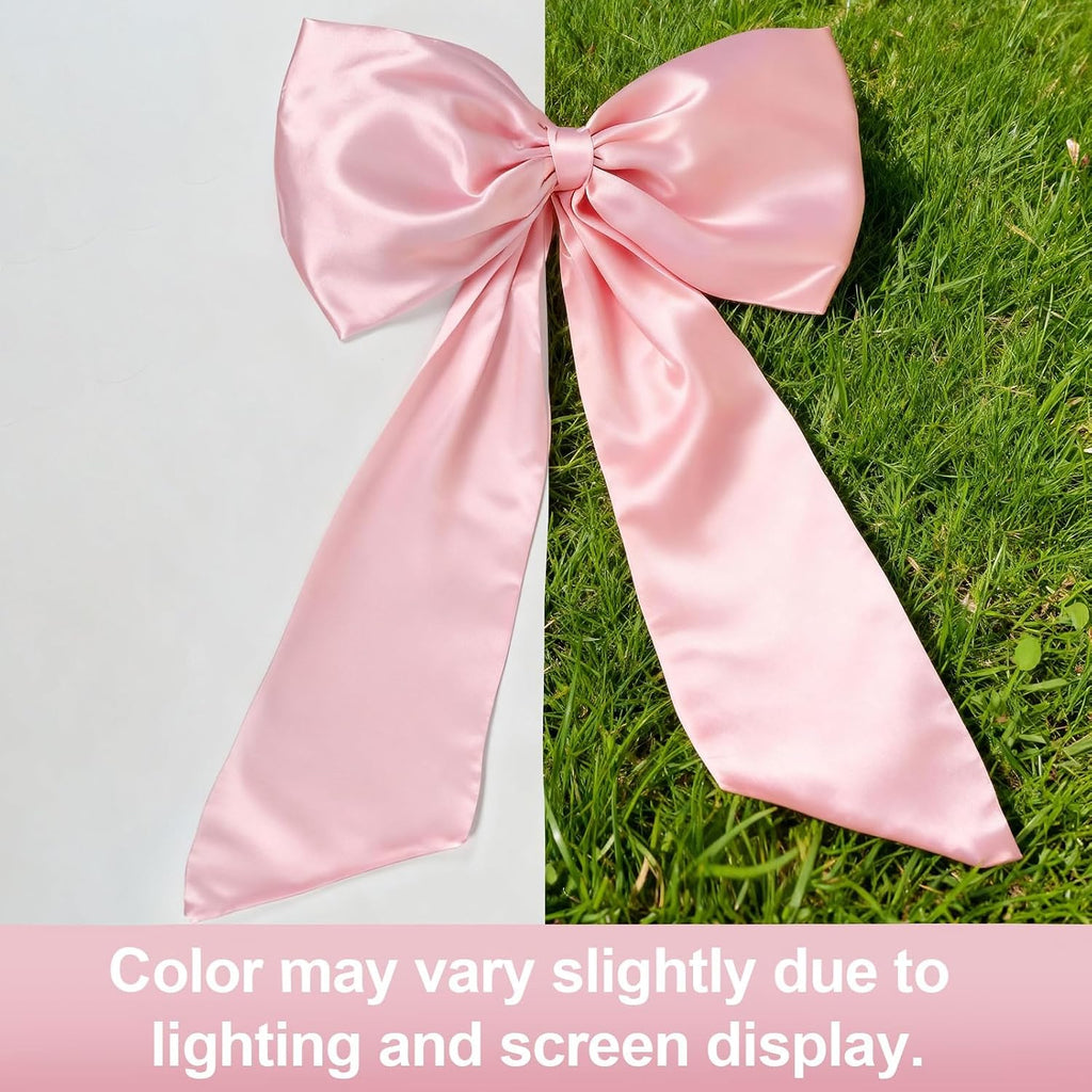 Large Pink Bow for Coquette Room Decor, 40x24 In Satin Ribbon Tie Coquette Birthday Decorations, Giant Pastel Pink Hanging Wall Decor for Ballerina Girl Just Want to Be One (Internal Stability Layer)
