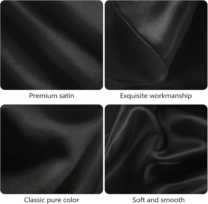 Ruisita 120 Inches Round Satin Tablecloths Black Overlay Round Satin Table Cover Bright Silk Tablecloth Smooth Fabric Tablecloth for Wedding Banquet Table Decoration
