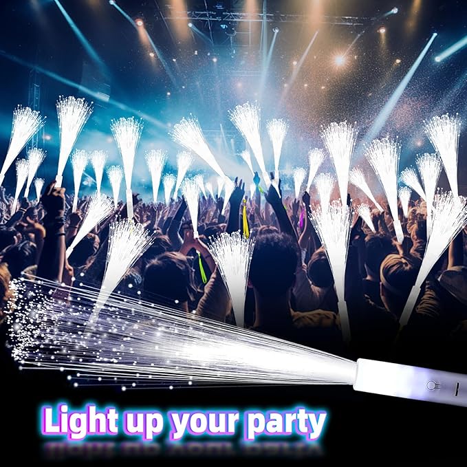 28 PCS Fiber Optic Wands with 3 Light Modes, Glow Wands & Light Up Wands for Kids, Sparklers Fireworks Sticks, Fiber Optic Lights for Wedding, New Year, Birthday, Carnival Parties