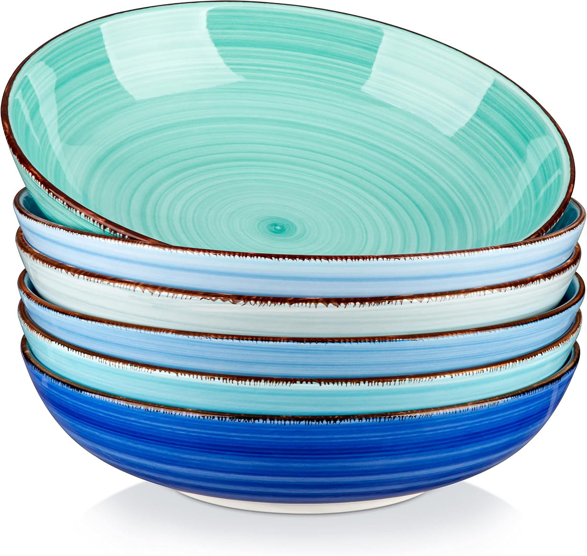 vancasso Bonita 38 oz Ceramic Pasta Bowls Set of 6, Microwave & Dishwashe...