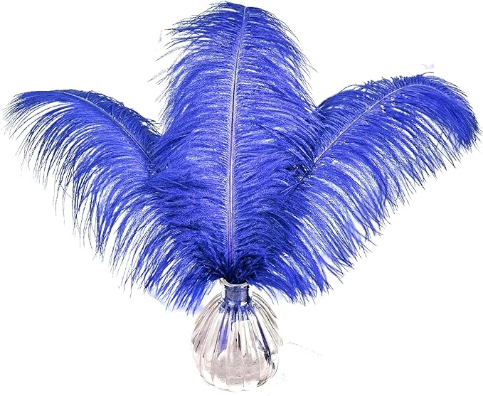 Happy Feather 16-18 inch Royal Blue Ostrich Feathers Craft for Wedding Party Centerpieces Home Decoration DIY Craft Pack of 10