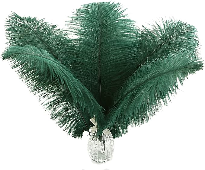 Ballinger Blackish Green Ostrich Feathers Bulk- 24pcs 8-10inch for Wedding Party Centerpieces Christmas Decor