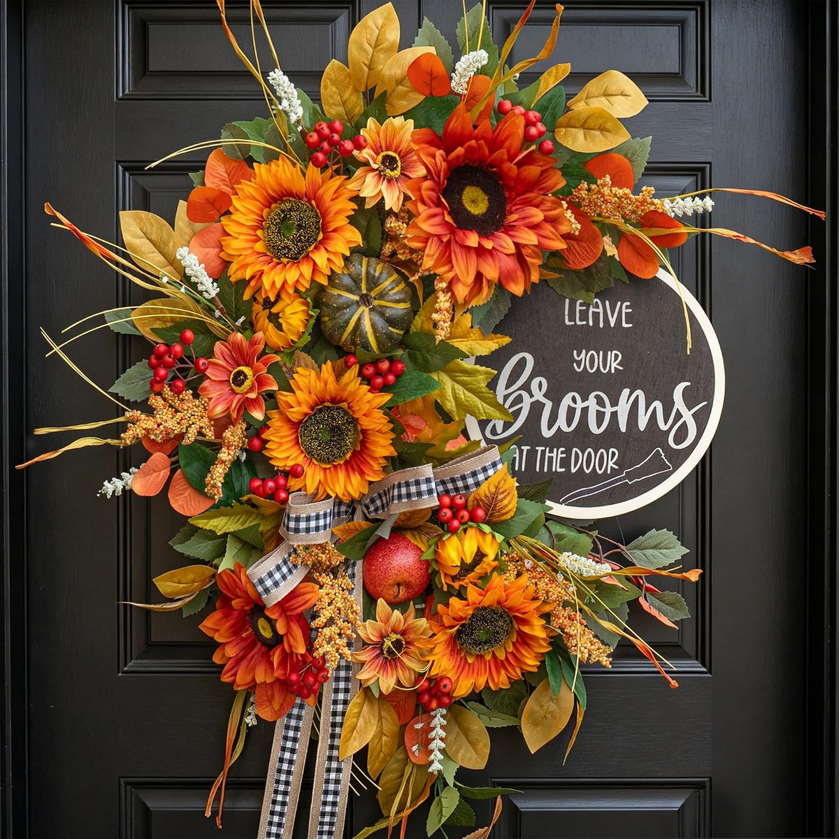 fall wreaths for front door 24 inch outside shown in use