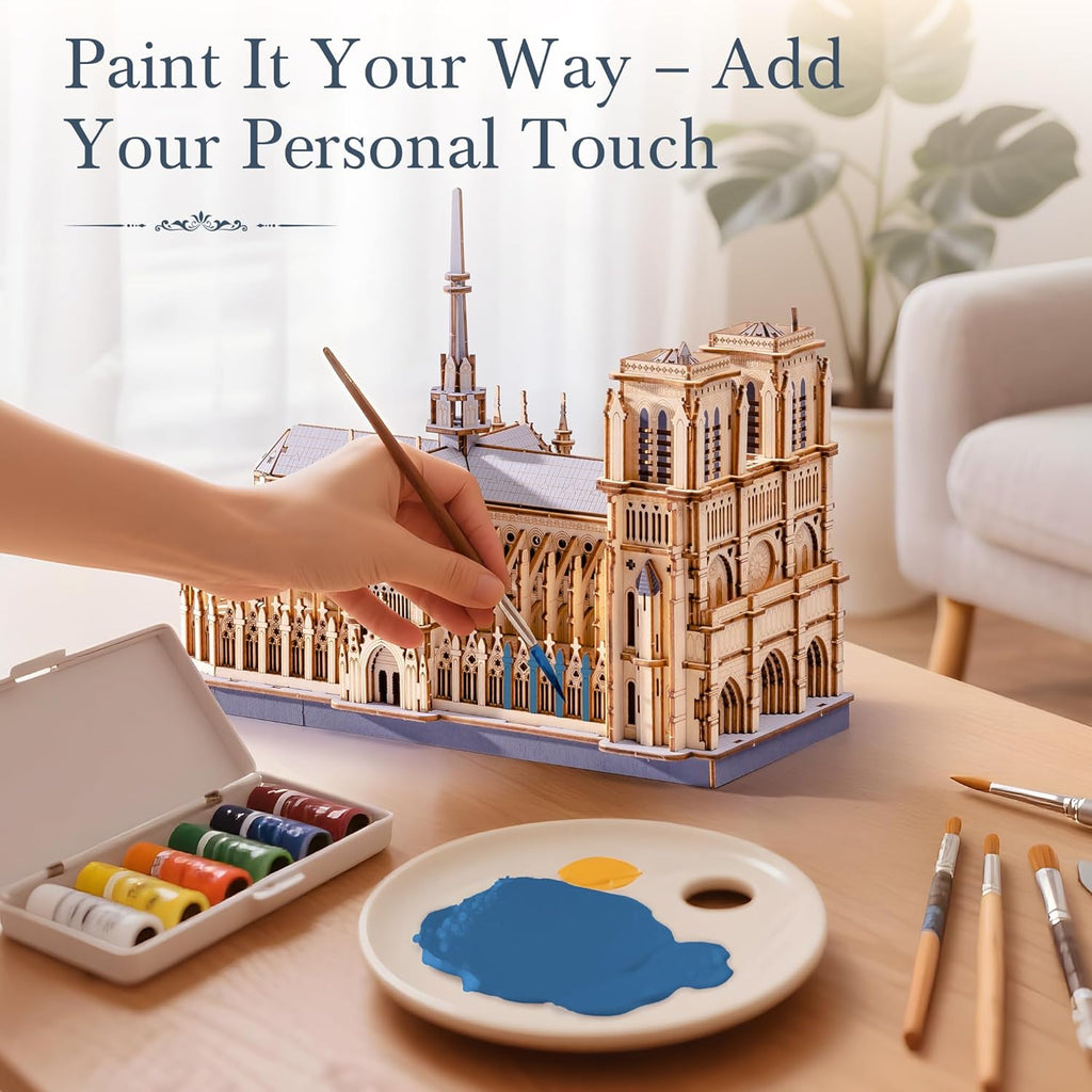 rowood 3d puzzles for adults,wooden architecture diy model, close-up detail