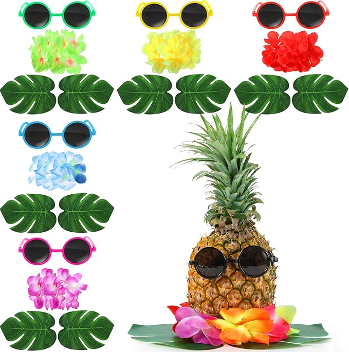 6 Sets Hawaiian Table Centerpieces Pineapple Luau Party Table Decorations Tropical Decor for Beach Summer Party