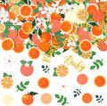 MARFOREVER 500 Pcs Little Cutie Baby Shower Confetti Citrus Decoration Orange Baby Shower Confetti Tangerine Eucalyptus Scatter for Gender Reveal Birthday Party Table Decoration Supplies