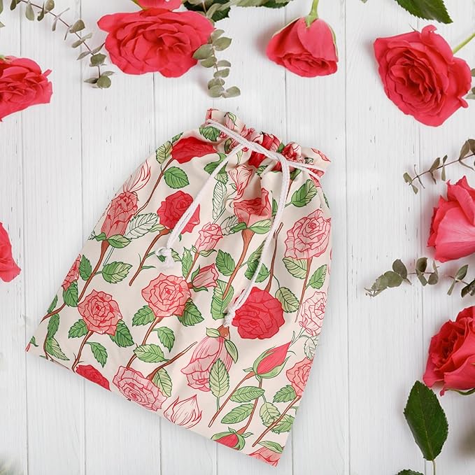 Drawstring Gift Bags,Extra Large 24"x 20" | Premium Canvas Storage Bags | Reusable Fabric | Perfect for Baby Showers,Birthday Parties | Rosy