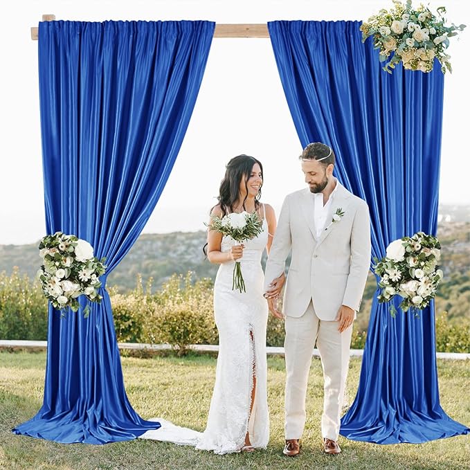 Sugargirl 10x10FT Royal Blue Backdrop Curtains Polyester Photo Backdrop Drapes Curtains 2 Panels with Rod Pockets for Party Birthday Wedding Photography Home Decoration