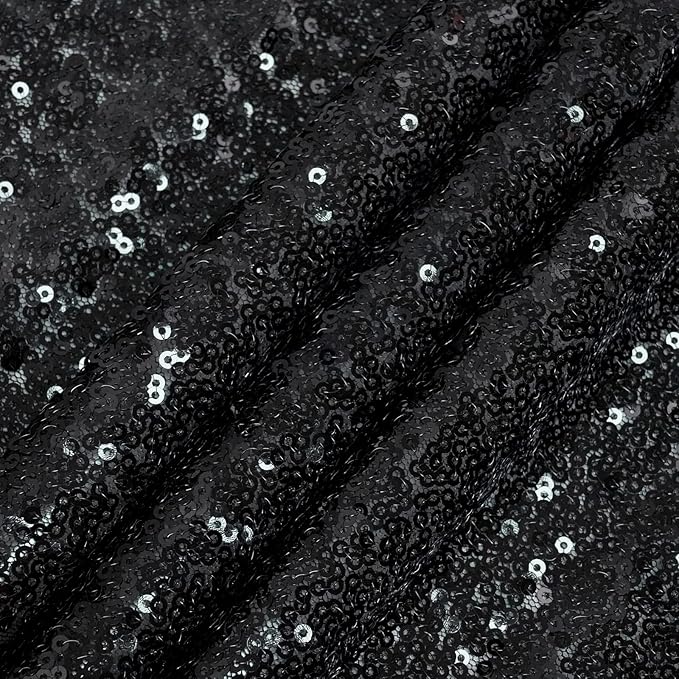 Eternal Beauty Black Sequin Backdrop, 6x6 Ft Halloween Glitter Background Curtains for Shimmer Photography Party Wedding Birthday Back Drop Decor