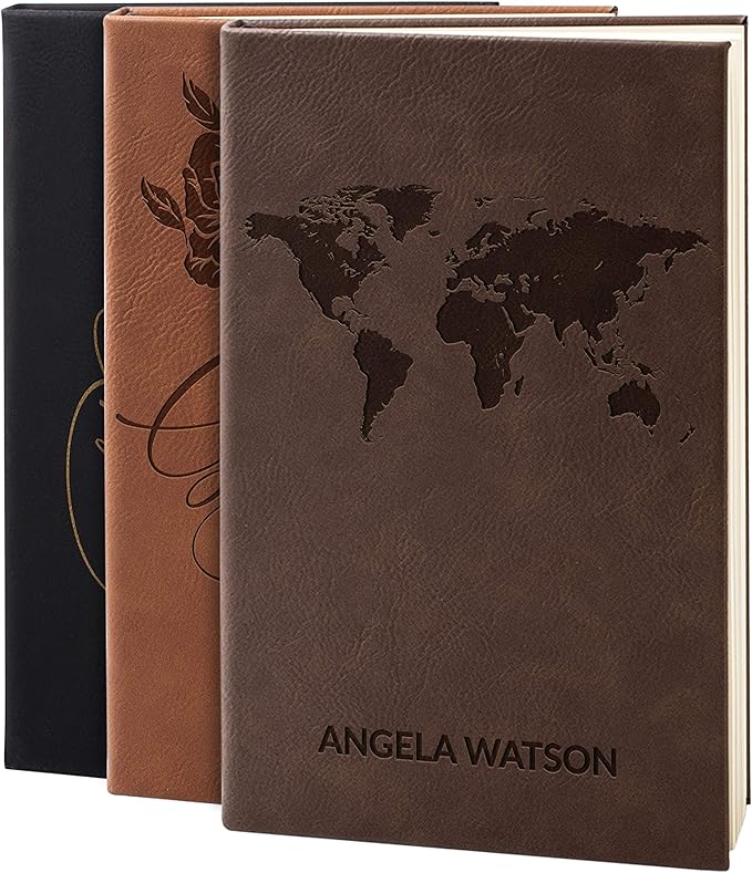 Personal Leather Journal Notebooks | 12 Design, 9 Color - Darkbrown | Journal for Women, Men - Custom Notebook to Write in - Diary for Girls, Women - Personalized Gift Idea for Girl, Boy, Mom and Dad