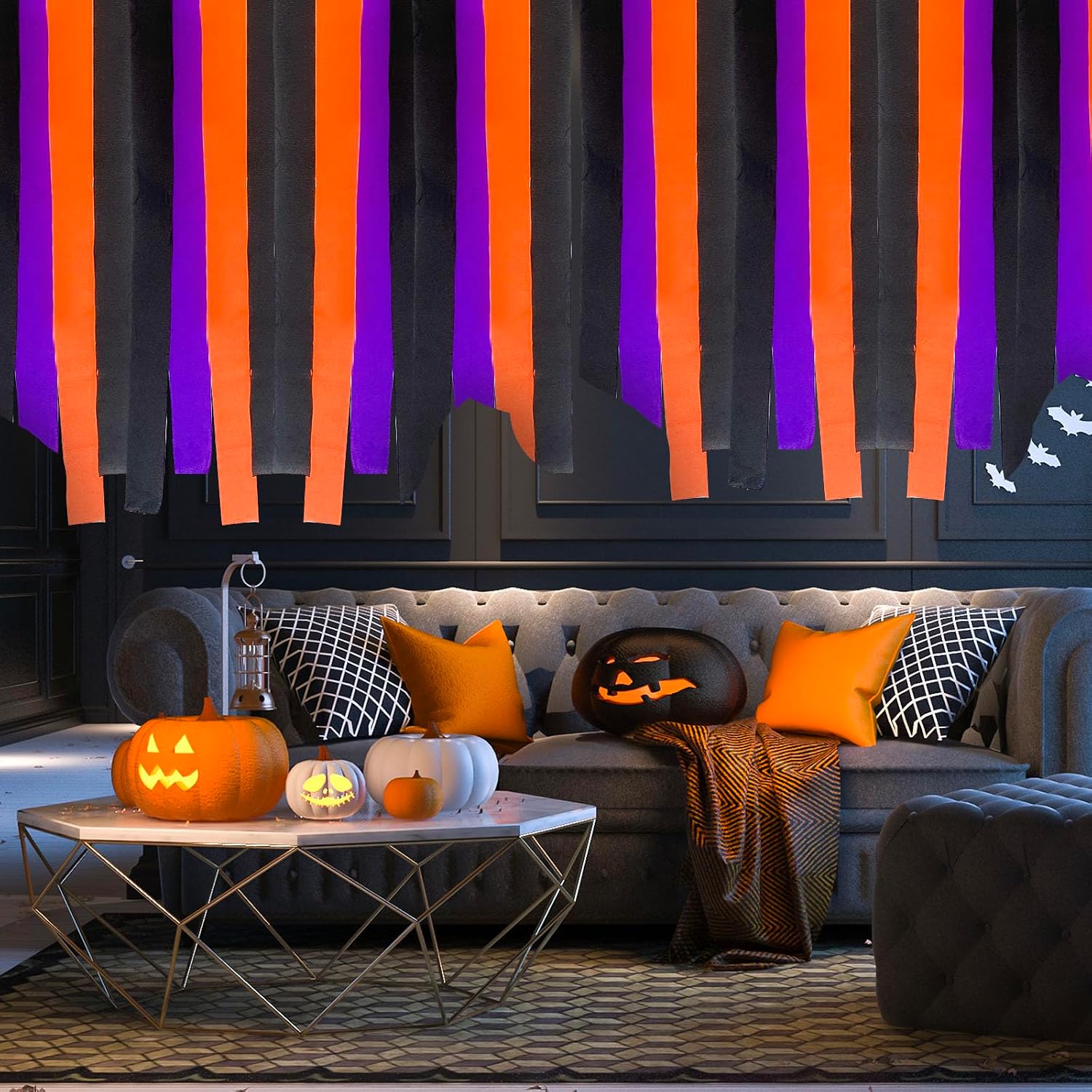 Kleeblatt Halloween Crepe Paper Streamers 8rolls, Halloween Party Decorations Backdrop, Black Orange Purple Paper Activities for Art Supplies, Streamer Crafts for Adults