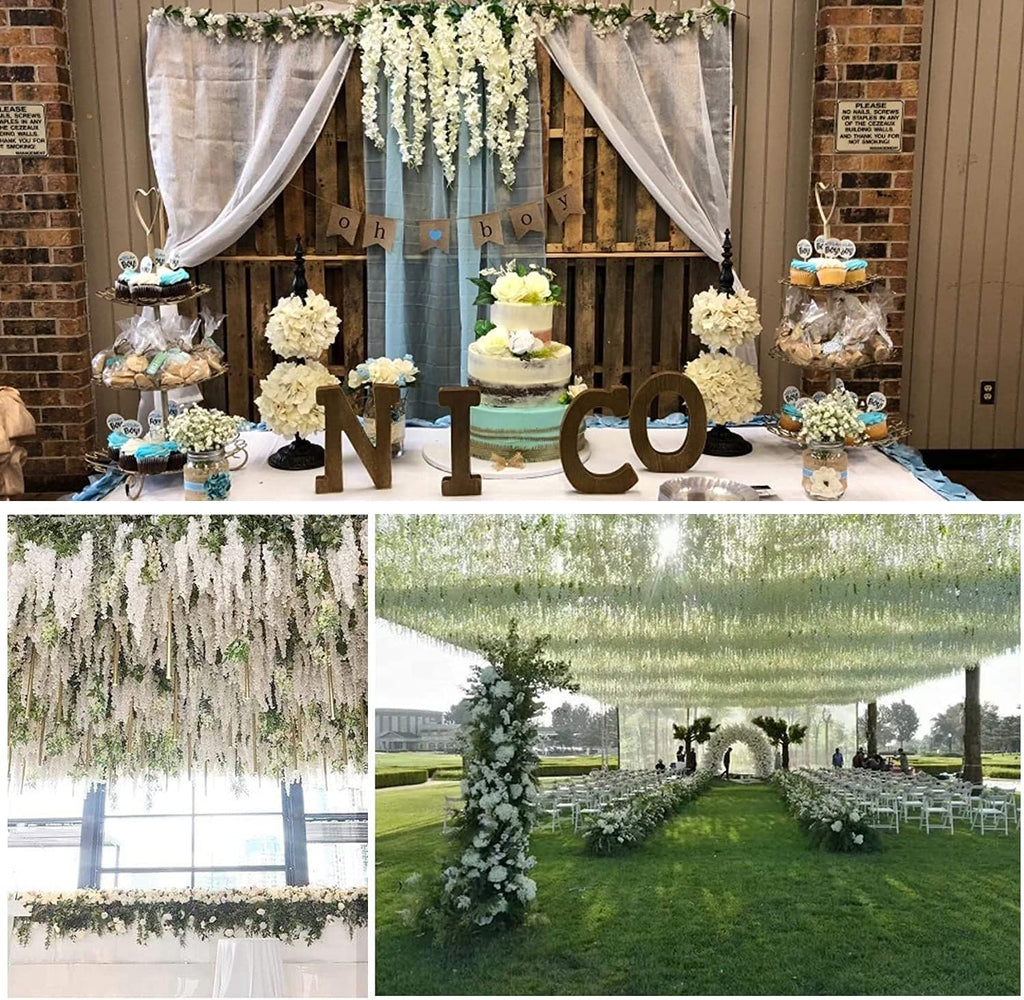 artificial wisteria hanging flowers fake wisteria flower garland, side view