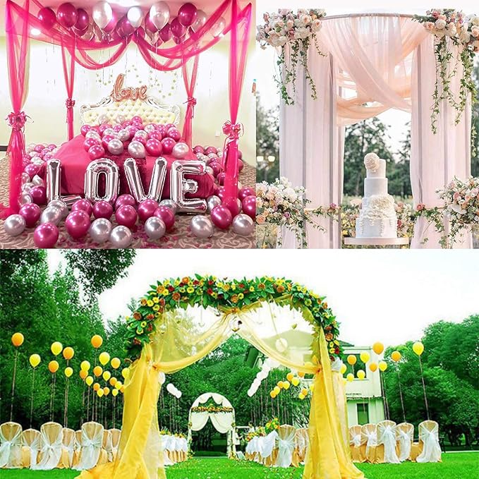 Crystal Organza Fabric Tulle - 16" by 50 Yards Sheer Fabric for Wedding Party Decoration Bridal Shower Tutu Roll Netting Spool Ribbon Wrapping (Yellow)
