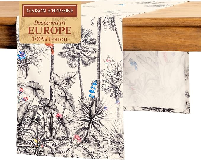 Maison d' Hermine Table Runner 100% Cotton Single Layer Table Runners 72 inches Long for Thanksgiving Christmas Decorations Home Kitchen Dining Party Wedding (Amazonia, 14.5" x 72")