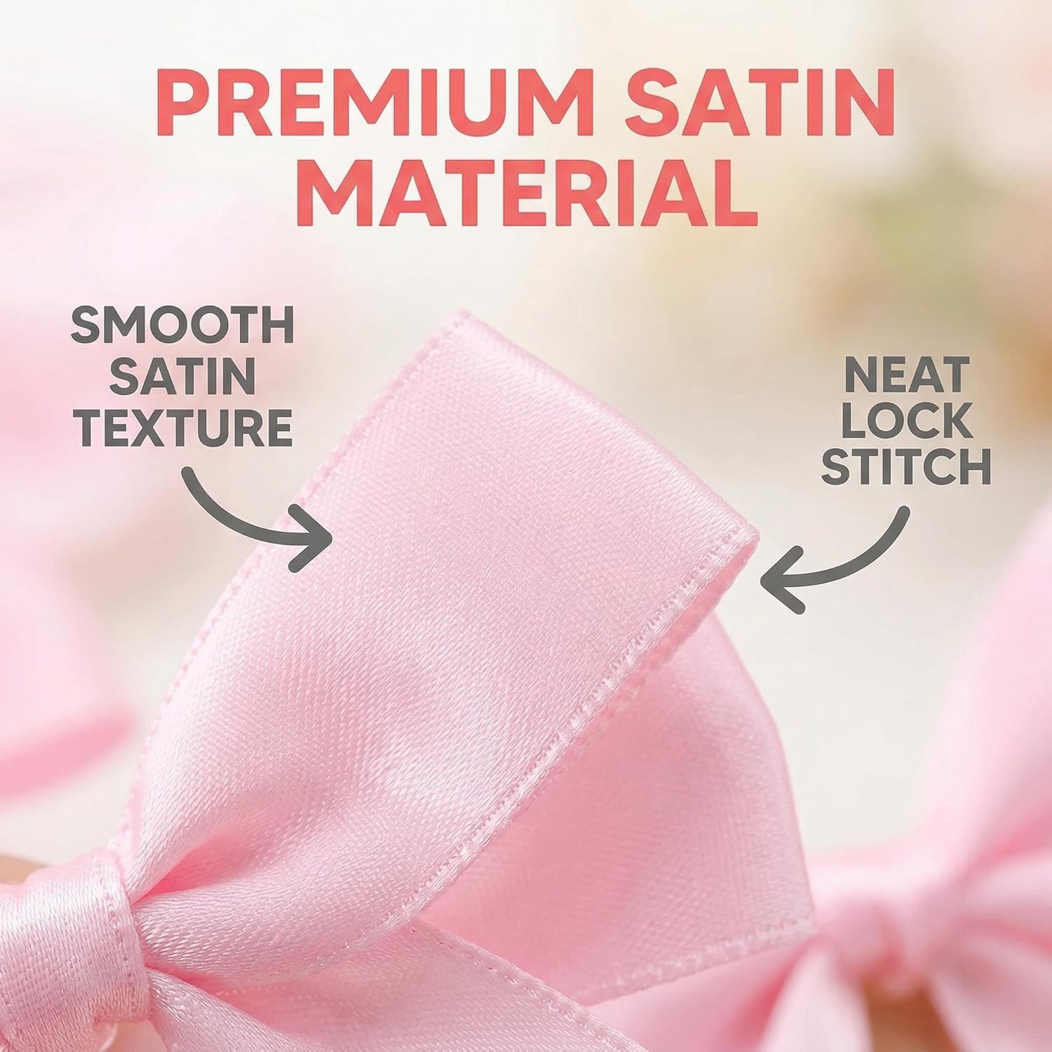 Pink Gift Wrap Bows – 50pcs 3.3 Inch Elegant Satin Bows for Gift Wrapping, Wedding Decor, Baby Shower, Party Decorations, Birthday, Christmas, Anniversary, DIY Crafts, Gift Bags