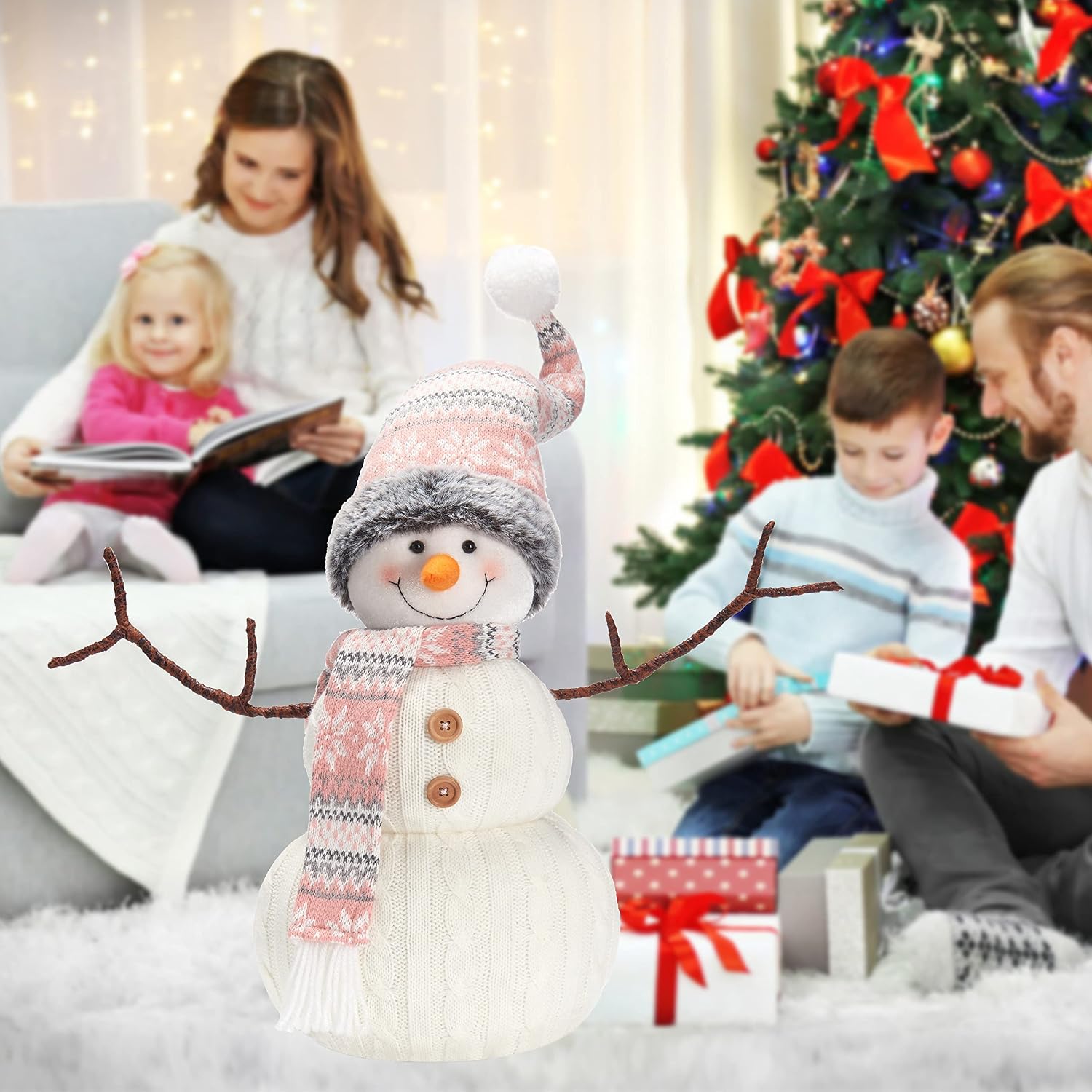 Christmas 2025 Animated Snowman Decorations, Xmas Handmade Plush Ornaments for Indoor, Home and Holiday, Present for Family and Friends