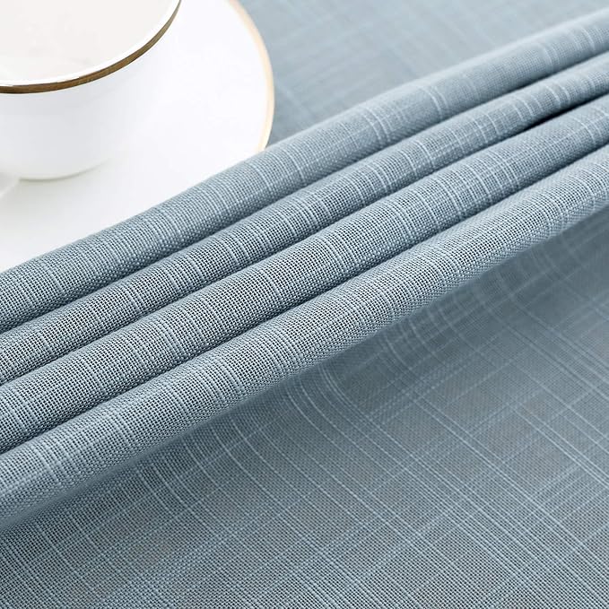 maxmill Lux Faux Linen Tablecloth with Slubby Yarn Textured Weaves Wrinkle Resistant Anti-Shrink Soft Table Cloth for Kitchen Dining Restaurant Tabletop for Event Dinner Round 70 Inch Slate Blue