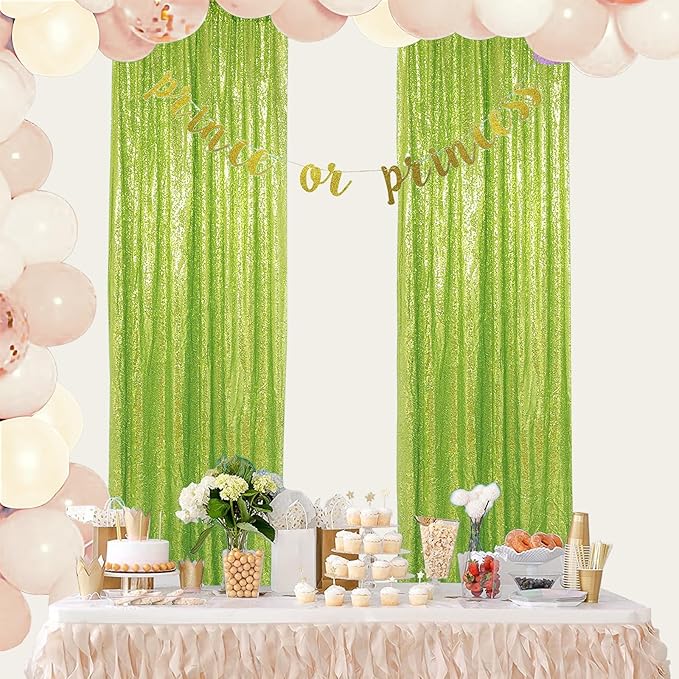 ShinyBeauty Sequin Backdrop Green 2FTx8FT 2 Pieces Olive Green Backdrop Panels Shimmer Backdrops for Parties Graduation Background Christmas Decoration