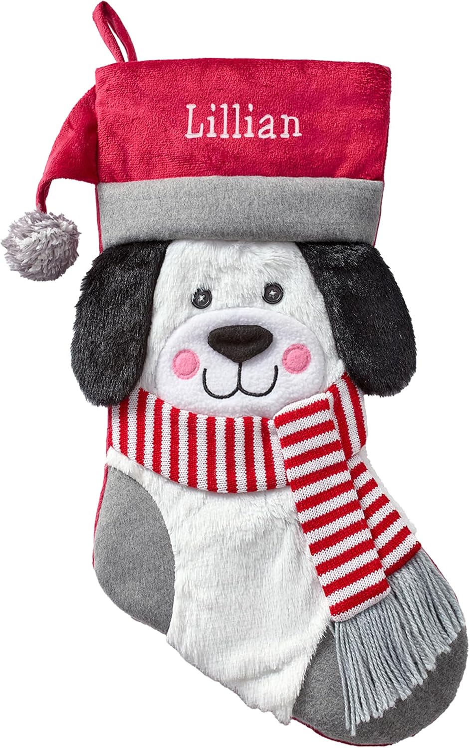 Let's Make Memories Personalized Christmas Stocking - Stockings for Family - Embroidered Name - Custom Christmas Decor - 8”x19” - Plush Friends - Dog