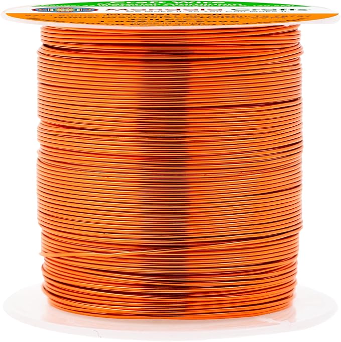 Mandala Crafts 22 Gauge Anodized Aluminum Craft Wire for Jewelry Making - 100 FT Colored Flexible Burnt Orange Wire - Bendable for Bonsai Armature Crafting Sculpting