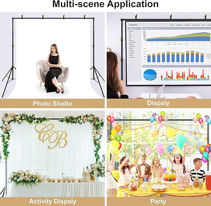 Photo Backdrop Stand for Photography 7ft x 10ft Background Stands for Photoshoot Support Kit with Carry Bag for Photo Studio Parties Events Decoration